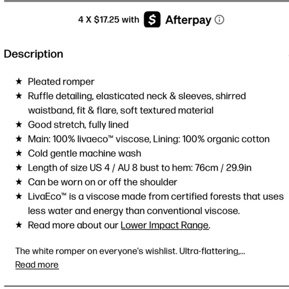 Princess Polly The Love Galore Romper White Lower Impact Ruffle Tiered Size 2 - Picture 12 of 12